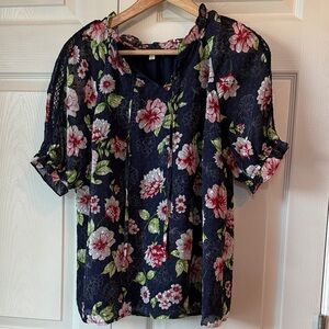 Floral Navy Blouse
